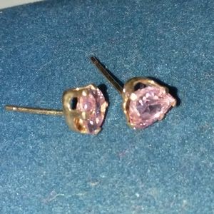 Cute pink heart cz earrings No backs
